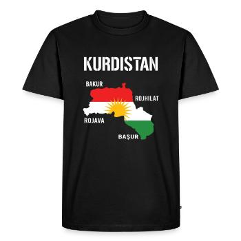 Kurdistan Flag Bakur Bashur Rojava Rojhlt Newroz - Men's Premium Organic T-Shirt - black - Front - Nico (187cm)