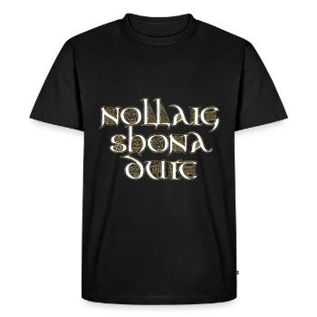 Joyeux Noël Lettrage celtique gaélique irlandais - T-shirt Premium bio Homme - noir - Devant - Nico (187cm)