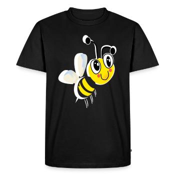 cute happy comic bee - i love bee - hoeny - Men's Premium Organic T-Shirt - black - Front - Nico (187cm)
