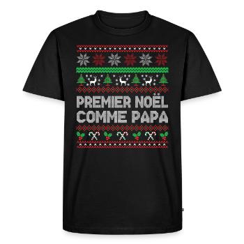 Premier Noël Comme Papa - T-shirt Premium bio Homme - noir - Devant - Nico (187cm)