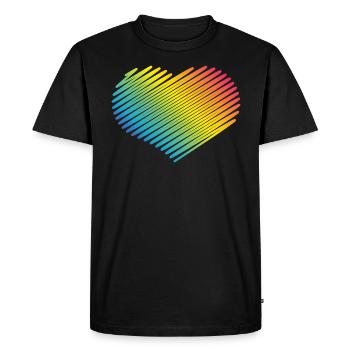 Rainbow Heart (Amour / Croquis) - T-shirt Premium bio Homme - noir - Devant - Nico (187cm)