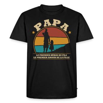 Papa: le premier héros du fils - T-shirt Premium bio Homme - noir - Devant - Nico (187cm)