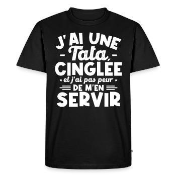 J ai une tata cinglée - T-shirt Premium bio Homme - noir - Devant - Nico (187cm)