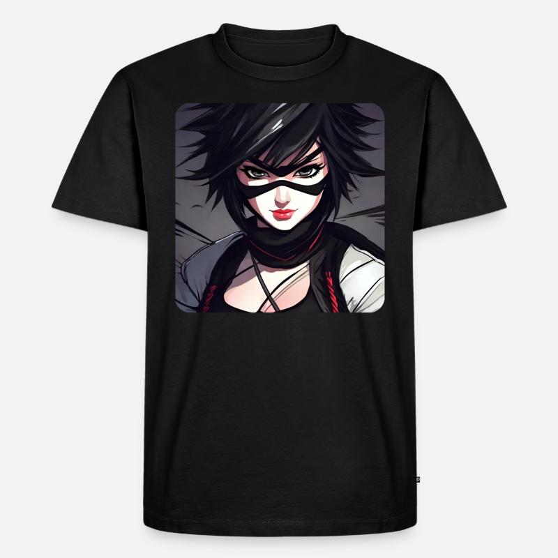Anime Ninja Mädchen - Männer Premium Bio T-Shirt - Schwarz