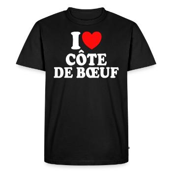 Boucher I Love Côte De Boeuf - T-shirt Premium bio Homme - noir - Devant - Nico (187cm)