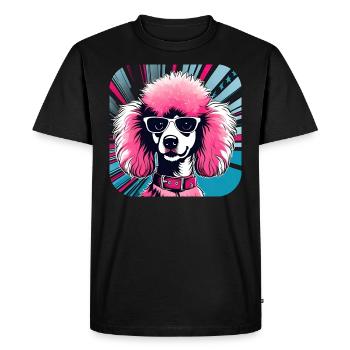 Cute Pink Pop Art Poodle - Men's Premium Organic T-Shirt - black - Front - Nico (187cm)