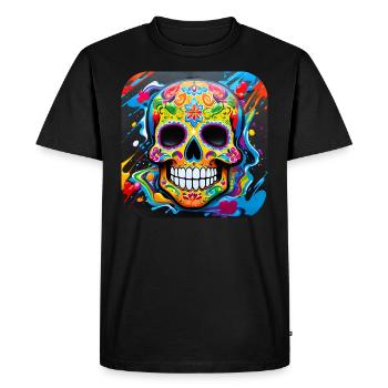 Dia de los Muertos Skull - Men's Premium Organic T-Shirt - black - Front - Nico (187cm)