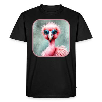 Cool pink flamingo with sunglasses - Men's Premium Organic T-Shirt - black - Front - Nico (187cm)