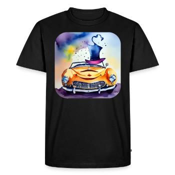 Voiture folle qui rit avec chapeau - T-shirt Premium bio Homme - noir - Devant - Nico (187cm)