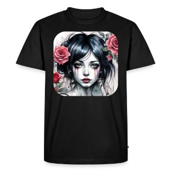 Fille punk gothique cool avec des roses rouges - T-shirt Premium bio Homme - noir - Devant - Nico (187cm)