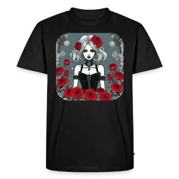 Fille punk gothique cool avec des roses rouges - T-shirt Premium bio Homme - noir - Devant - Nico (187cm)