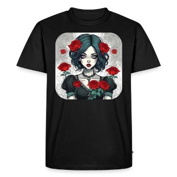 Fille punk gothique cool avec des roses rouges - T-shirt Premium bio Homme - noir - Devant - Nico (187cm)