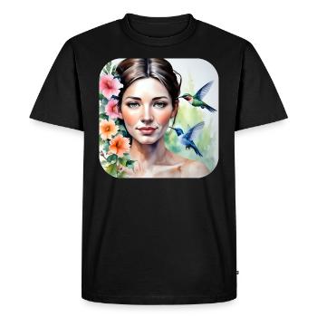 Beauté inconnue avec les colibris - T-shirt Premium bio Homme - noir - Devant - Nico (187cm)