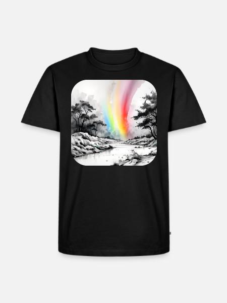Landscape with rainbow - Men's Premium Organic T-Shirt - black