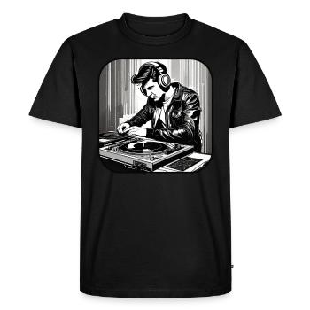 DJ de musique cool - T-shirt Premium bio Homme - noir - Devant - Nico (187cm)
