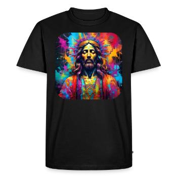 Jésus en style graffiti - T-shirt Premium bio Homme - noir - Devant - Nico (187cm)