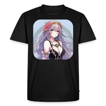 Jolie fille animée - T-shirt Premium bio Homme - noir - Devant - Nico (187cm)
