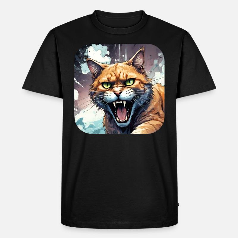 Wilde Katze - Männer Premium Bio T-Shirt - Schwarz