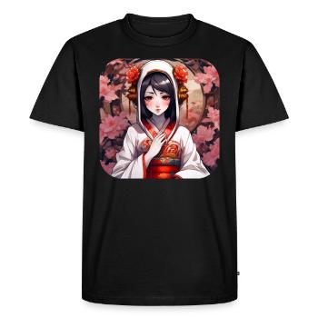 Jolie fille manga anime dans le style geisha - T-shirt Premium bio Homme - noir - Devant - Nico (187cm)