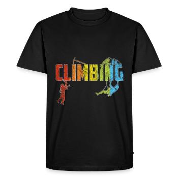 Climbing Bouldering Retro Mountain Gift TShirt I - Men's Premium Organic T-Shirt - black - Front - Nico (187cm)