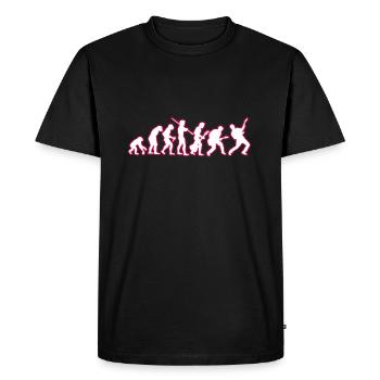 Human EVOLUTION guitarist - Men's Premium Organic T-Shirt - black - Front - Nico (187cm)