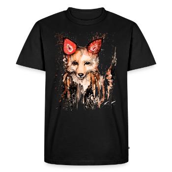 David Pucher Art renard fraise - T-shirt Premium bio Homme - noir - Devant - Nico (187cm)