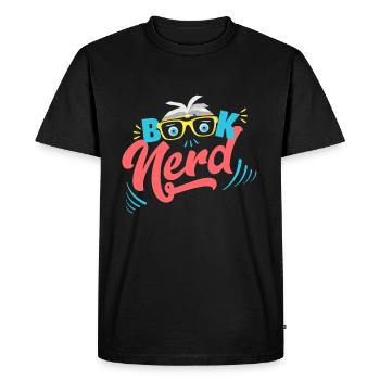 Nerd du livre - Livres accros - T-shirt Premium bio Homme - noir - Devant - Nico (187cm)