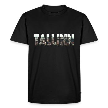 Ville Vieille Ville Tallinn Estonie Ville Photoart - T-shirt Premium bio Homme - noir - Devant - Nico (187cm)