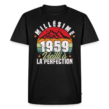 Millésime 1959, Cadeau D'anniversaire Vintage 1959 - T-shirt Premium bio Homme - noir - Devant - Nico (187cm)
