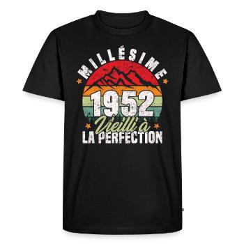 Millésime 1952, Cadeau D'anniversaire Vintage 1952 - T-shirt Premium bio Homme - noir - Devant - Nico (187cm)