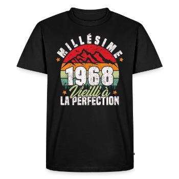 Millésime 1968, Cadeau D'anniversaire Vintage 1968 - T-shirt Premium bio Homme - noir - Devant - Nico (187cm)