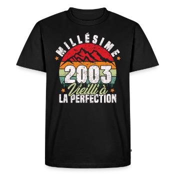 Millésime 2003, Cadeau D'anniversaire Vintage 2003 - T-shirt Premium bio Homme - noir - Devant - Nico (187cm)