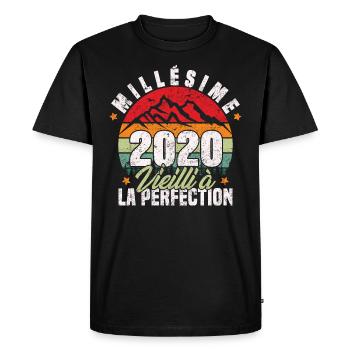 Millésime 2020, Cadeau D'anniversaire Vintage 2020 - T-shirt Premium bio Homme - noir - Devant - Nico (187cm)
