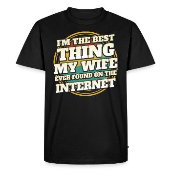 Found by my wife humor joke couple - Men's Premium Organic T-Shirt - black - Front - Nico (187cm)