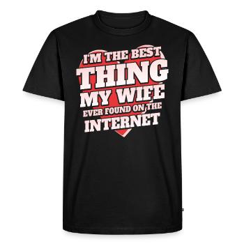 Found By My Wife Humor Joke Couple Online - Men's Premium Organic T-Shirt - black - Front - Nico (187cm)