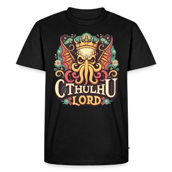 Cthulhu illustration CTHULHU IS LORD couronne bande dessinée - T-shirt Premium bio Homme - noir - Devant - Nico (187cm)