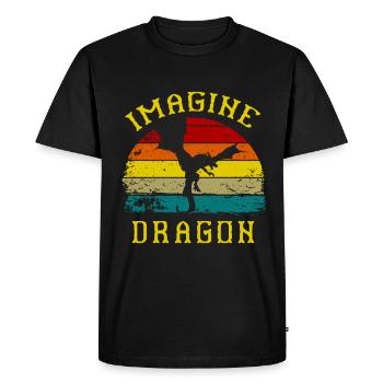 Dragon Tshirt Fairy Tale Dragon Japanese Kanji - Men's Premium Organic T-Shirt - black - Front - Nico (187cm)