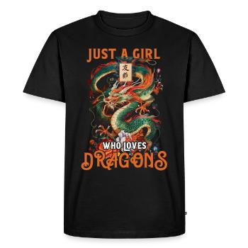 Dragon Tshirt Fairy Tale Dragon Japanese Kanji - Men's Premium Organic T-Shirt - black - Front - Nico (187cm)