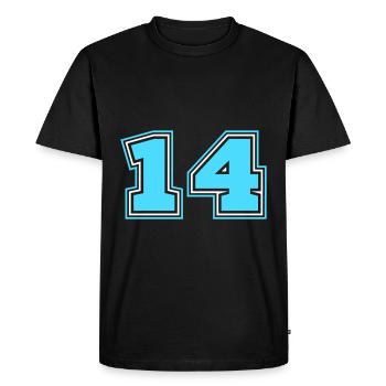 14 Numéro de numéro - T-shirt Premium bio Homme - noir - Devant - Nico (187cm)