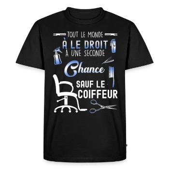 Coiffeur humour cadeau métier coiffure - T-shirt Premium bio Homme - noir - Devant - Nico (187cm)