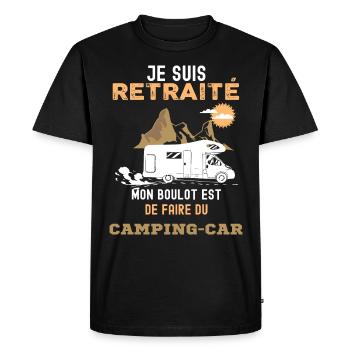 Camping-car retraité humour camping - T-shirt Premium bio Homme - noir - Devant - Nico (187cm)