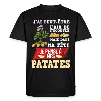 Agriculteur Patate Humour Pomme De Terre - T-shirt Premium bio Homme - noir - Devant - Nico (187cm)