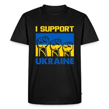 I Support Ukraine - Ukraine War - Men's Premium Organic T-Shirt - black - Front - Nico (187cm)