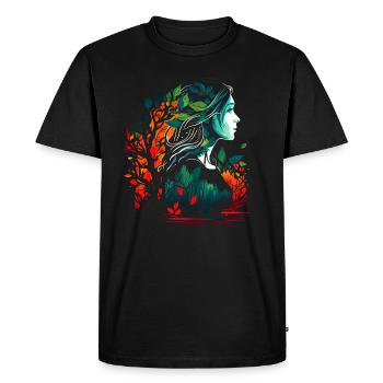 Woman as fairy forest spirit Watercolor Airbrush - Men's Premium Organic T-Shirt - black - Front - Nico (187cm)