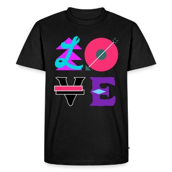 Belle Amour Coloré Police Typographie Flèche - T-shirt Premium bio Homme - noir - Devant - Nico (187cm)