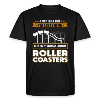 Cadeau d'amoureux du parc d'attractions roller coaster - T-shirt Premium bio Homme - noir - Devant - Nico (187cm)