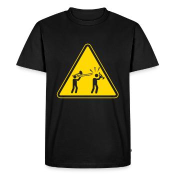 Trombone attention danger cadeau trombone drôle - T-shirt Premium bio Homme - noir - Devant - Nico (187cm)
