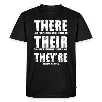 Professeur d'anglais - T-shirt drôle de grammaire - T-shirt Premium bio Homme - noir - Devant - Nico (187cm)