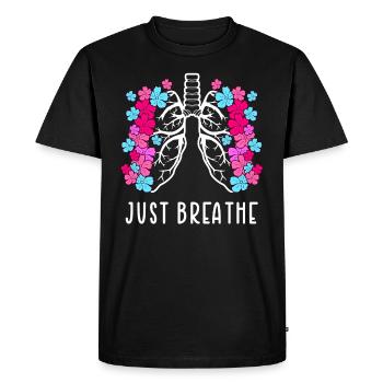 Lungs filled with flowers - just breathe - Men's Premium Organic T-Shirt - black - Front - Nico (187cm)