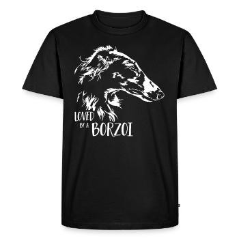 BARSOI aimé par un chien BORZOI disant Wilsigns - T-shirt Premium bio Homme - noir - Devant - Nico (187cm)